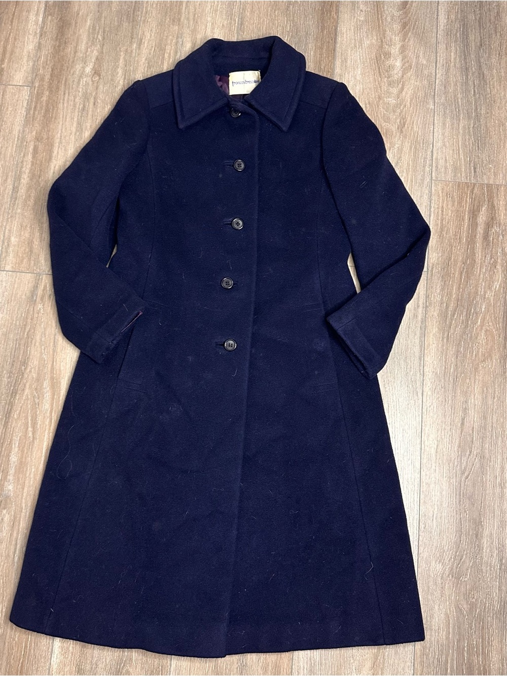 Vintage Francis Brewster navy cashmere coat